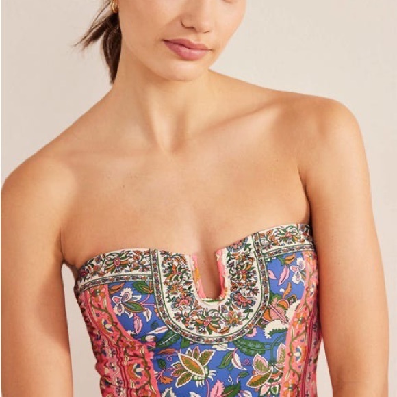 Boden Paisley U-bar Halterneck Swimsuit Sz US 6 - Picture 3 of 4